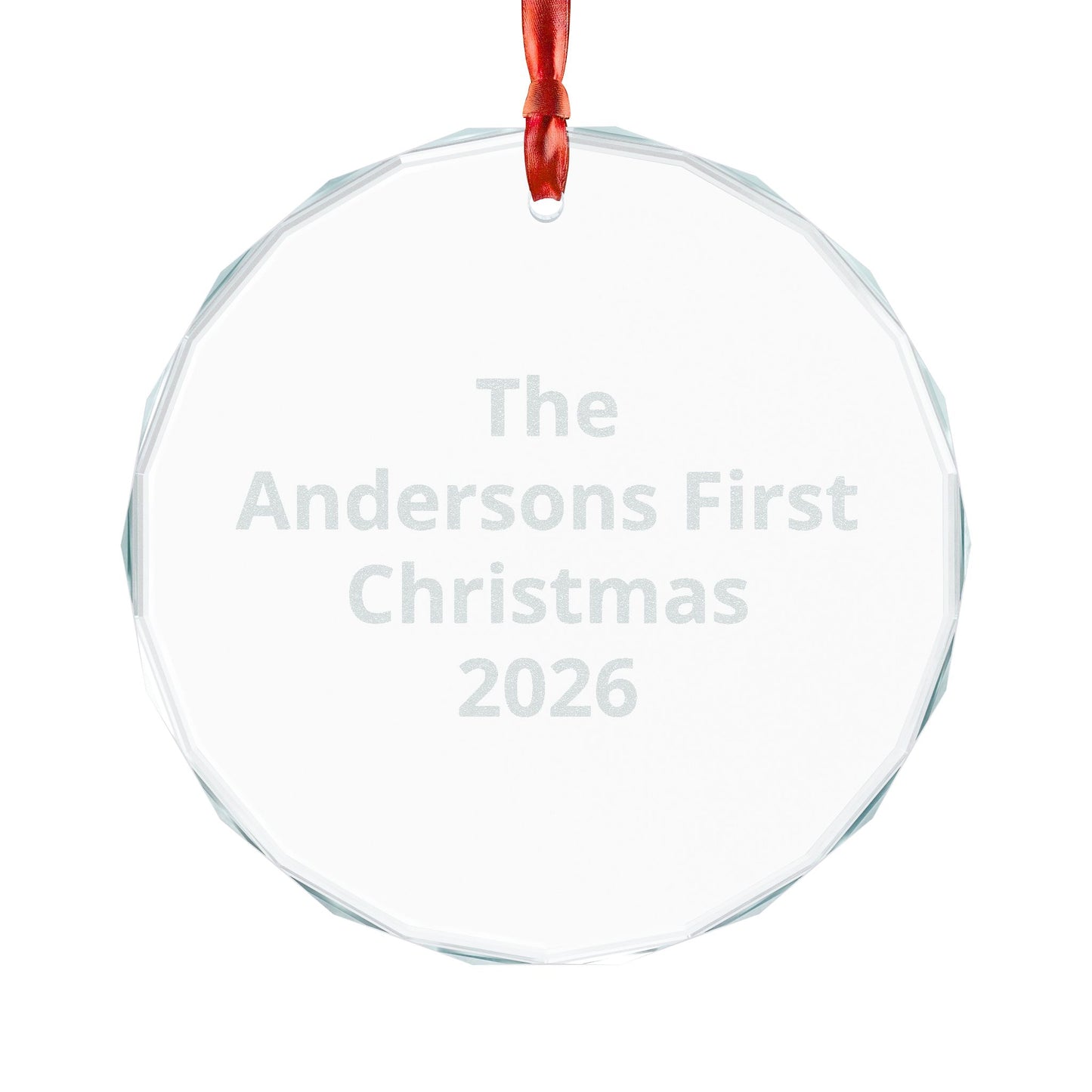 Engraved Crystal Christmas Ornament — Personalized "First Christmas 2026" Keepsake